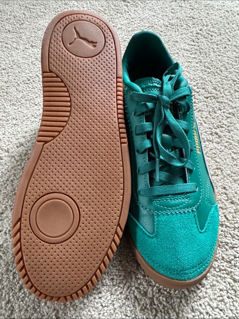Puma Teal Green Suede & Leather Low-Top Sneaker